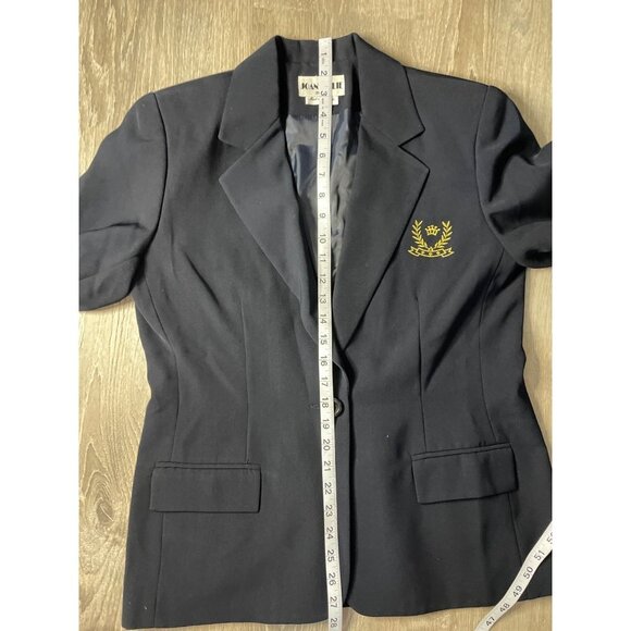 Joan Leslie Navy Gold Insignia Single Button Blazer Sz 8P - Picture 9 of 10